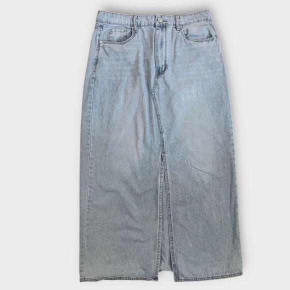 Women's Size 30 Long Denim Skirt Maxi Blue Jean Dark Wash Casual Summer - Picture 1 of 6